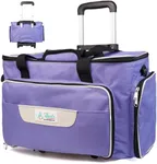 Athena's Elements Rolling Sewing Machine Case with 4 Wheels, Sewing Machine Carrying Case, Black with Purple Trim, Detachable Rolling Dolly, Multiple Storage Compartments, Standard Size (Mist Purple)