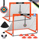 CATCHLUCK Football Goals Set Pop Up Football Goal for the Garden Goal Target Foldable Football Net for Kids Training Equipment with 6 Football Cones, Football, Targets and Carry Bag, Red