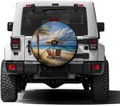 Foruidea Beautiful Beach Palm Trees Spare Tire Cover with Backup Camera Hole Wheel Tire Cover Fit Trailer, RV, SUV and Many Vehicle 18inch