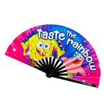 andies World Custom Festival Folding Hand Fan - Unique Designs, Made of Bamboo, Clacking Sound, Lightweight - Perfect Rave and Festival Accessory!… (Taste the Rainbow)