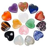 Marrywindix 15 Chakras Stones 0.8 Inch Healing Crystal Natural Heart Love Carved Palm Worry Stone Set Bulk Polished Thumb Gemstones Chakra Reiki Balancing