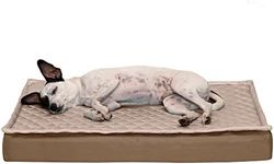 Furhaven Medium Memory Foam Dog Bed Water-Resistant Indoor/Outdoor Quilt Top Convertible Mattress w/Removable Washable Cover - Sand, Medium