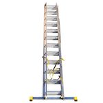 BPS TRADE MASTER PRO - 3 Section Extension Ladder/Ladders with Integral Stabiliser, Aluminium, Rubber