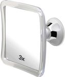 MIRRORVANA 3X Magnifying Fogless Shower & Shaving Mirror with Suction Mount for Bathroom, Anti Fog Shatterproof Surface and 360° Swivel, 16cm x 16cm