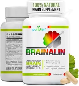 Puridian Brain Supplement for Memory Focus and Concentration | Brainalin Natural Nootropic Capsules | Vitaminas para El Cerebro y Memoria | Non-GMO, Caffeine-Free