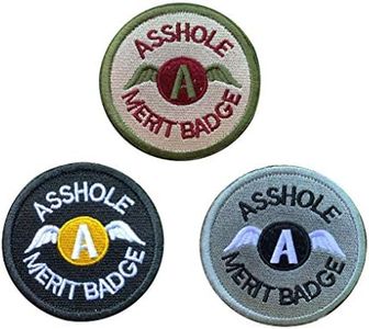 Funny Patches, Antrix 3 Pack Merit Badge Military Tactical Badge Emblem Patches(Large,Diameter 3.15")