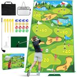 Dr.Rapeti 60 x 40 inch Golf Mat, Golf Game Set, Golf Chipping Game Mat, Golf Training Mat Set, Golf Practice Mat for Kids, Include Golf Play Mat, Hitting Mats, for Home Backyard Office Indoor Outdoor