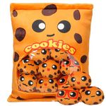 HXPLN Cute Snack Pillow Cookie Plush Pillow, Kawaii Biscuit Pudding Pillow with Cheese Puffs Dolls, Removable Stuffed Toys Creative Gift for Kids, Girls, Boys (8 Orange Cookie)