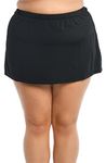 Maxine of Hollywood Women's Plus Size Mid Rise Skirted Bikini Swimsuit Bottom, Black, 20, Black, 20
