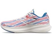 Saucony Women's Ride 15 Running Shoe, White/Blue/Red, 6