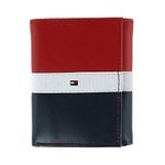 Tommy Hilfiger Men's Leather Trifold Wallet, Red/White/Blue, One Size