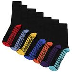 Soxy Boys Days of the Week Socks - 7 Pack - Cotton Rich Colour Sole, Heel & Toe Socks - Black-Multi Colour - UK Shoe Size 9-12