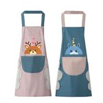 LUUFAN 2 Pack Kitchen Apron with Hand Wipe, Waterproof Chef Apron with 2 Pockets Cooking Bib Aprons Baking BBQ Drawing Aprons for Women Men