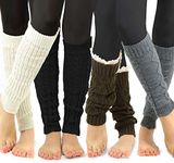 TeeHee Fashion Cute Cable Knit Leg Warmers 4pairs with Gift Box Lace Crechet 80s Vintage Socks Girls (Assorted A)