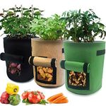 Nicheo 3 Pcs 10 Gallon Garden Boxes Easy to Harvest Planter Pot with Flap and Handles Garden Planting Grow Bags for Potato Tomato and Other Vegetables Breathable Nonwoven Fabric Cloth