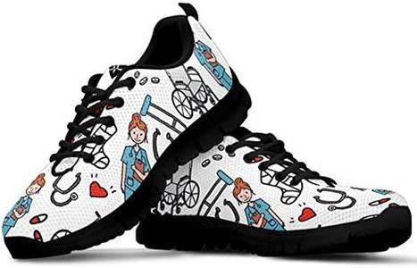 POLERO Nurse Zapatilla de Deporte Mujer Zapatillas Casual Zapatillas De Enfermera Zapatos para Correr con Cordones Zapato Plano para Caminar Zapatillas De Tenis De Malla, Talla 38