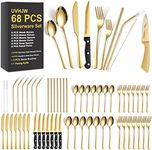 68-piece Gold Silverware Set with S