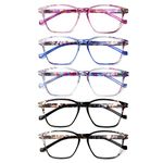 JOSCHOO Ladies Reading Glasses Blue Light Blocking Spring Hinge Fashion Pattern Print Eyeglasses for Women Men (5 Clour, 2.0, x)