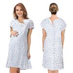 EZGOODZ White Maternity Hospital Gown, X-Small. Pack of 3 Hospital Patient Gown. 100% Cotton Medical Gown with Front and Back Snaps. Machine-Washable, Post-Surgery Hospital Patient Costume