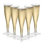 MATANA 96 Premium Elegant Clear Plastic Champagne Flutes, 130ml - Reusable Toasting Glasses, Cocktail Prosecco Glasses for Weddings, Birthdays, Christmas, BBQ & Garden Parties