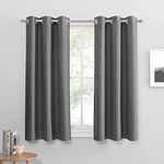 PONY DANCE Grey Kitchen Curtains 40 inch Length -Blackout Camper Curtains for Travel Trailers, Short Small Window Curtains for Bathroom & Basement, Ideal for RV Camper,42 Wide, 2 Pcs