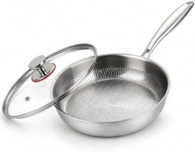 12in Titanium Pans for Cooking, Titanium Frying Pan Cookware with Lid, Non Stick Durable Scratch-Resistant Titanium Nutri Pan