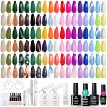 Beetles Gel Nail Polish, 36 Colors White Orange Green Nude Glitter Cat Eye Gel Polish Kit with 2PCS Base Coat&4PCS Top Coat, All Season Travel Diary Manicure Tools for Beginners Gift for Women Girls