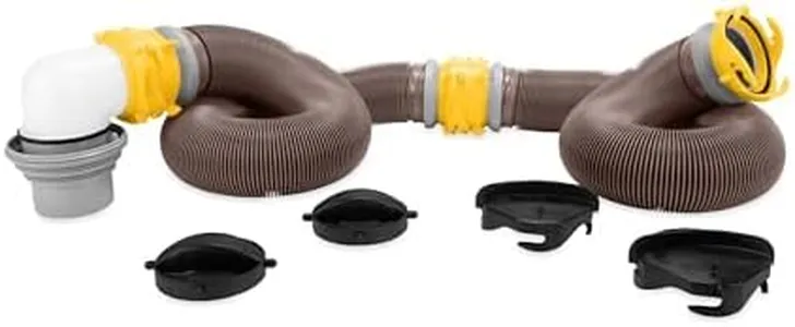Camco Revolution Sewer Hose Kit with 360 Degree Swivel Fittings and 4-in-1 Elbow Adapter, Universal Fit, 20 Feet (39634)