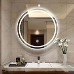 Glass Mirrify Framed Round Wall Mounted Led Mirror With Light | Touch Sensor Bathroom Mirror With 3 Light Mode (24 X 24 Inches), Transparent