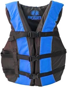 Hardcore Life Jacket Paddle Vest; Coast Guard Approved Type III PFD Life Vest Flotation Device; Jet ski, Wakeboard, Kayak; Ideal Extra Life Jacket for Your Pontoon Boat Blue (.Adult Universal)