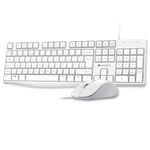 KOORUI Wired Keyboard and Mouse Combos, Full Size Computer Keyboard with Numeric Keypad, USB-A Plug-and-Play, Windows MacOS Linux Compatible, QWERTY UK English Layout - White