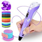 3D Pen for Kids, 3D Printer Pen with 150ft PLA Filament Refills, 3D Printing Pen 3D Drawing Craft Art Set, stylo Impression 3D Crayon Pencil Doodler Toy, Gift for Boy Girl Teen 8-12 (P62-2, Purple)