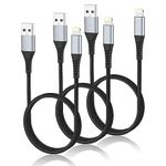 Short iPhone Charger Cable 0.6m, 3 Pack USB A to Lightning Cable Short 2FT Braided iPhone Cable Fast Charging 60 cm for Apple iPhone 14 13 12 11 Pro Max Mini 10 8 7 Plus XR XS SE, AirPods