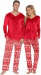 Ekouaer Couples Matching Pajamas Sets Velvet PJs Set for Men and Women Velour Long Sleeve Sleepwear S-XXL