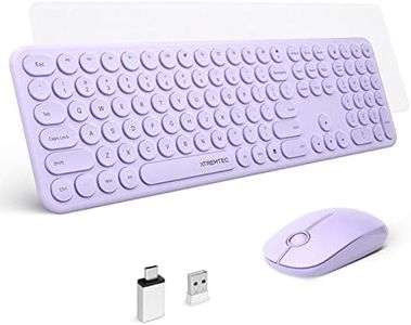 Wireless Keyboard and Mouse, XTREMTEC 2.4G Full Size Wireless Keyboard Mouse Combo - Ultra Slim Silent Cute Computer Keyboard with USB Receiver for Windows, OS, PC, Desktop, Mac, Tablet (Purple)