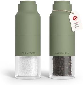 LARS NYSØM Salt and Pepper Grinder Set Stainless Steel with Adjustable Grinder I Bottle Design Spice Mills Set Manual (Sage Green)