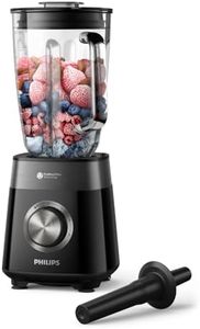 Philips 5000 Series Blender – 1200W ProBlend Plus Motor, Smooth Frozen-Fruit Blending, 2L Ribbed Glass Jar, Tamper Tool, Easy Clean, Dishwasher-Safe, Black (HR3030/00)