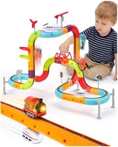 hahaland Electric Train Set for Kids Ages 4-8, Flexible Race Track - 64PCs