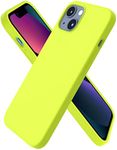 ORNARTO Compatible with iPhone 13 Case 6.1, Slim Liquid Silicone 3 Layers Full Covered Soft Gel Rubber Case Cover 6.1 inch-Fluorescent Yellow