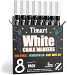 Timart 8 Pack White Chalk Markers, 6mm White Dry Erase Marker Pens - White Liquid Chalk Markers for Chalkboards Signs, Blackboards, Windows, Glass- Reversible Tip, 24 Chalkboard Labels Included