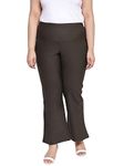 AMYDUS Plus Size Women Tummy Shaper Bell Bottom Pants | High-Waist | Stretchable | Wide Waistband | 2 Pockets | Cloud Soft Fabric | Tummy Tucker Jeggings for Women - L to 9 XL Olive