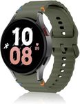 Oboe Silicone Strap 'COMPATIBLE WITH' Samsung Galaxy Watch 7 6 5 4 40/44mm Watch 6 Classic 43/47mm, Watch 5 Pro, Watch 4 Classic 42/46mm No Gap Threadline Design Strap (Army Green)[WATCH NOT INCLUDED]