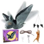 LEWISER Cat Toys, Rechargeable Intelligent Flapping Bat, Suitable for Cat Teaser Stick, Hanging Interactive Cat Toys for Indoor Cats Chase Exercise, Vivid Chirping, 3 Modes