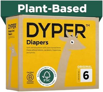 DYPER - Baby Diapers Hypoallergenic Cloth Alternative Day & Overnight Protection - Made with Plant-Based* & Honest Ingredients - Size 6 (108 Count)