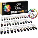 U.S. Art Supply Professional 36 Color Set of Art Oil Paint in Large 18ml Tubes - Rich Vivid Colors for Artists, Students, Beginners - Canvas Portrait Paintings - Color Mixing Wheel