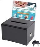 MCB Quality Acrylic like Donation and Suggestion Ballot Box with Lock - Secure and Safe Drawing ticket Box - Great for Business Cards and events (Black)