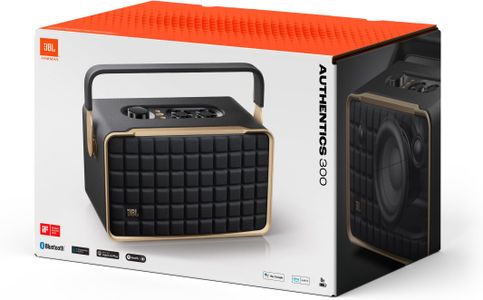 JBL Authentics 300 Portable Smart Speaker – Wi-Fi, Bluetooth, Black Retro