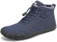 FLARUT Mens Womens Barefoot Snow Boots Winter Warm Shoes Fur Lined Wide Toe Box Zero Drop Ankle Sneakers(Blue,46)
