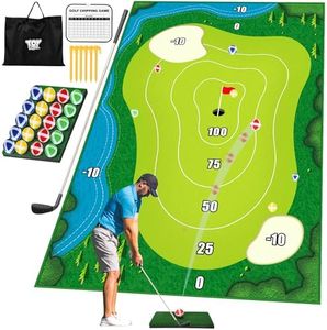Chipping Golf Practice Mats with Golf Club Golf Training Mat Indoor Outdoor Games for Adults and Family Kids Outdoor Play Equipment Stick Chip Game Indoor Golf Set Backyard Game (Patented)
