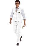 Casual Linen White Men's 2 Piece Suits Wedding Suits Slim Fit Groomsmen Linen Vest+Pant